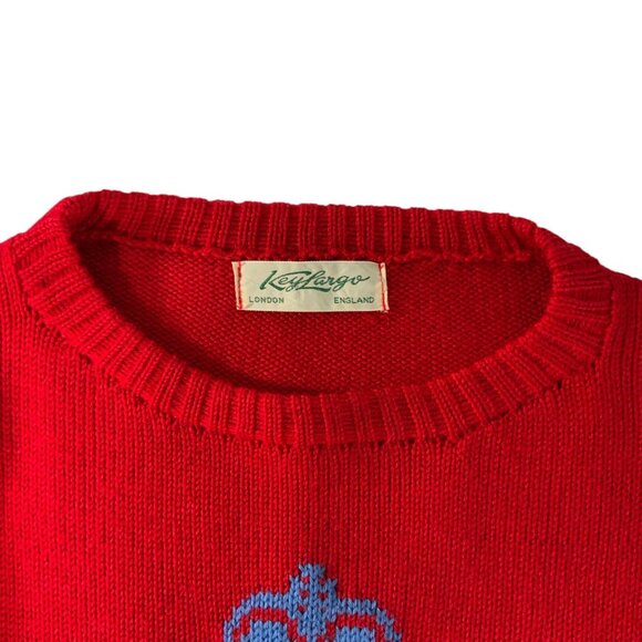 Key Largo Vintage Sailor Sweater L Red Long Sleeve Crewneck Coastal Nautical - Picture 4 of 13